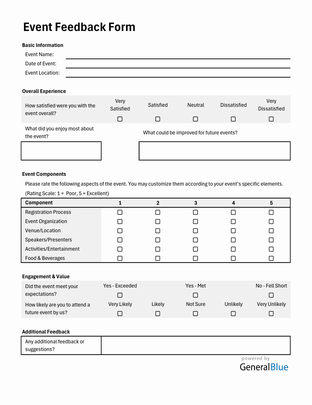 Editable Event Feedback Form (Excel)
